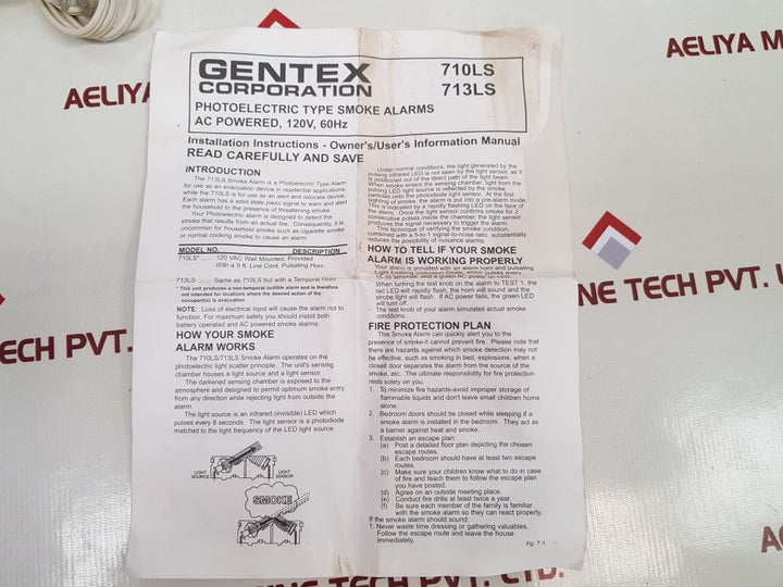 Gentex 710Ls-w Photoelectric Type Smoke Alarm
