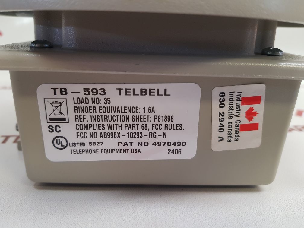 Wheelock Tb-593 Telbell 4970490
