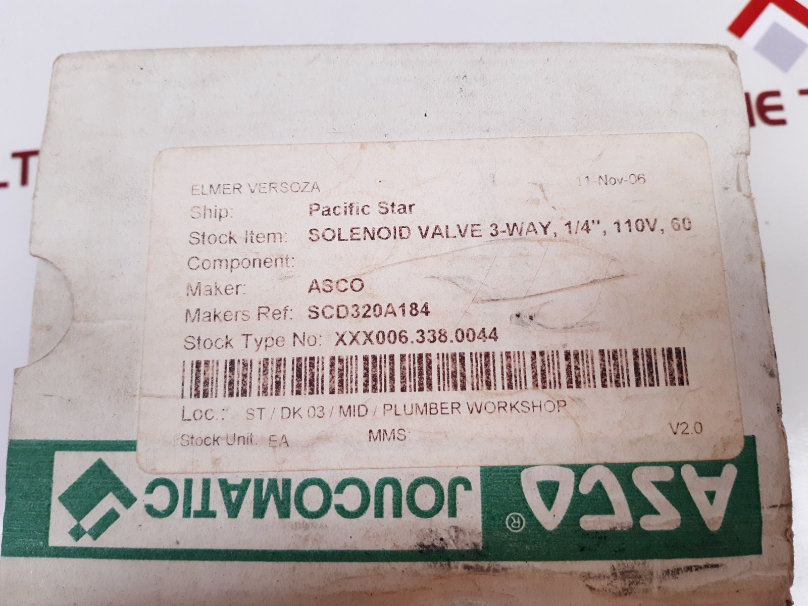 Asco Scd320A184 Solenoid Valve