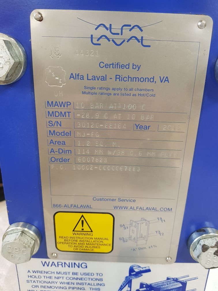 Alfa laval m3-fg gasketed plate and frame heat exchanger unit 