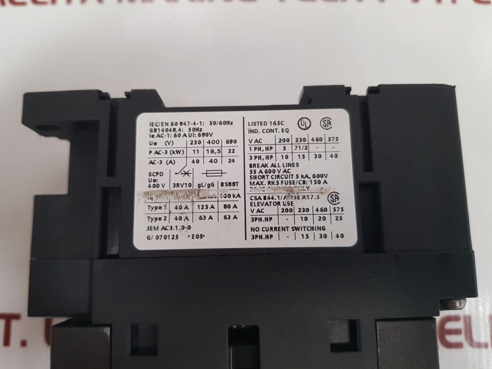 Siemens 3Rt1035-3Al20-1Aa0 Contactor