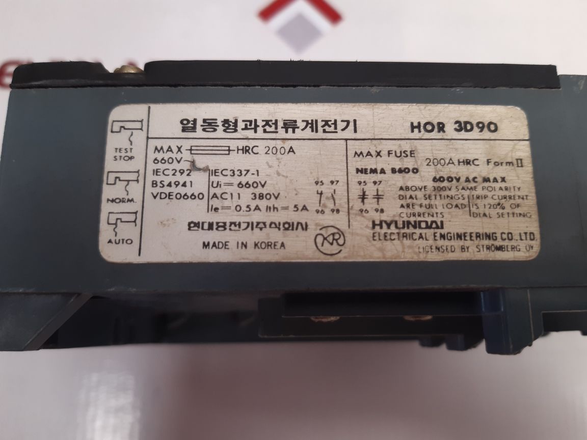 Hyundai Hor 3D90 Thermal Overload Relay