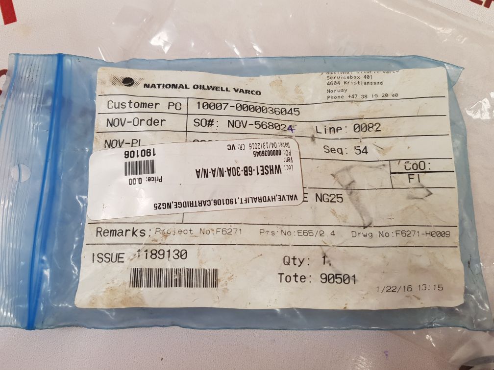 National Oilwell Varco Valve 190106