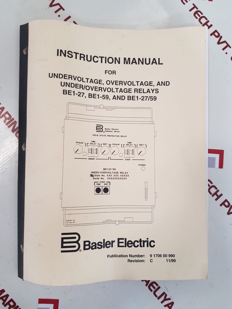 Basler electric be127 under voltage relay a3ea1ja0s5f