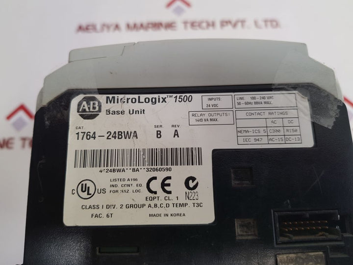 Allen-bradley 1764-24bwa micro logix 1500 base unit ser.b rev.a 