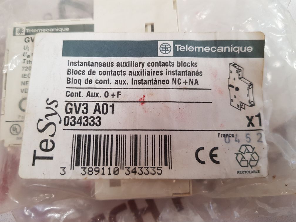 Telemecanique Tesys Gv3A01 Auxiliary Contact Block