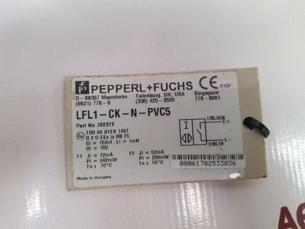 Pepperl+Fuchs Lfl1-ck-n-pvc5 Horizontal Mounting Float Level Switch
