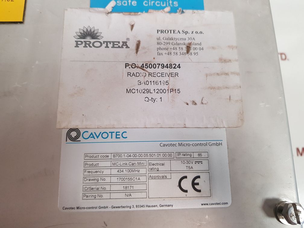 Cavotec remote control/bartec technor terminal box of remote control mc-3300 ex