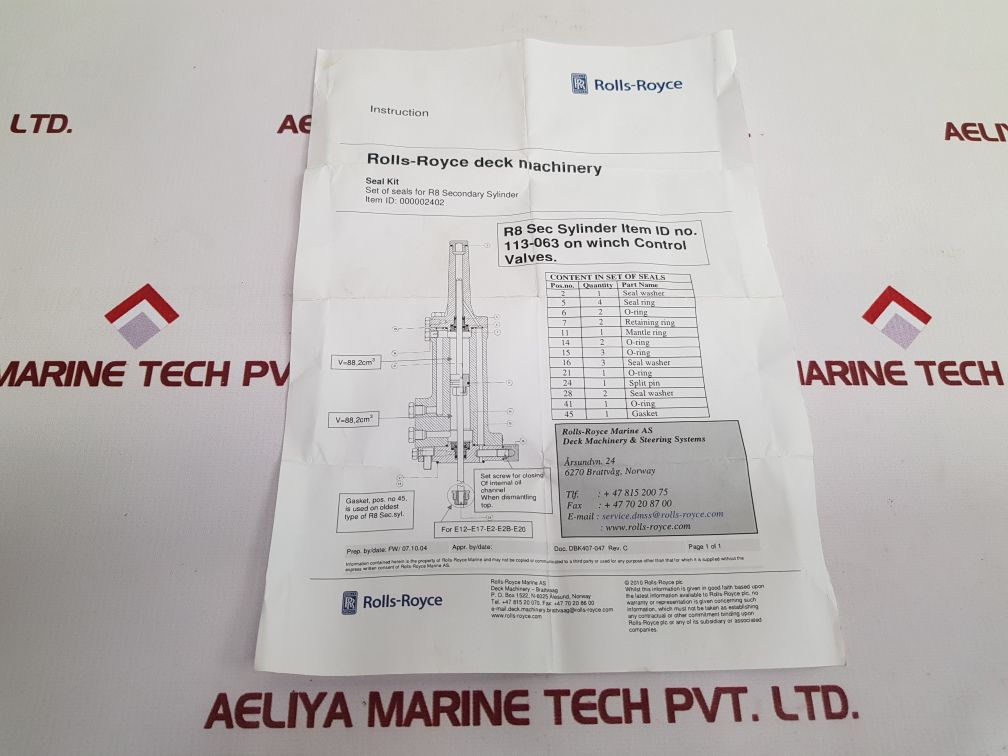 Rolls-royce Seal Kit 000002402