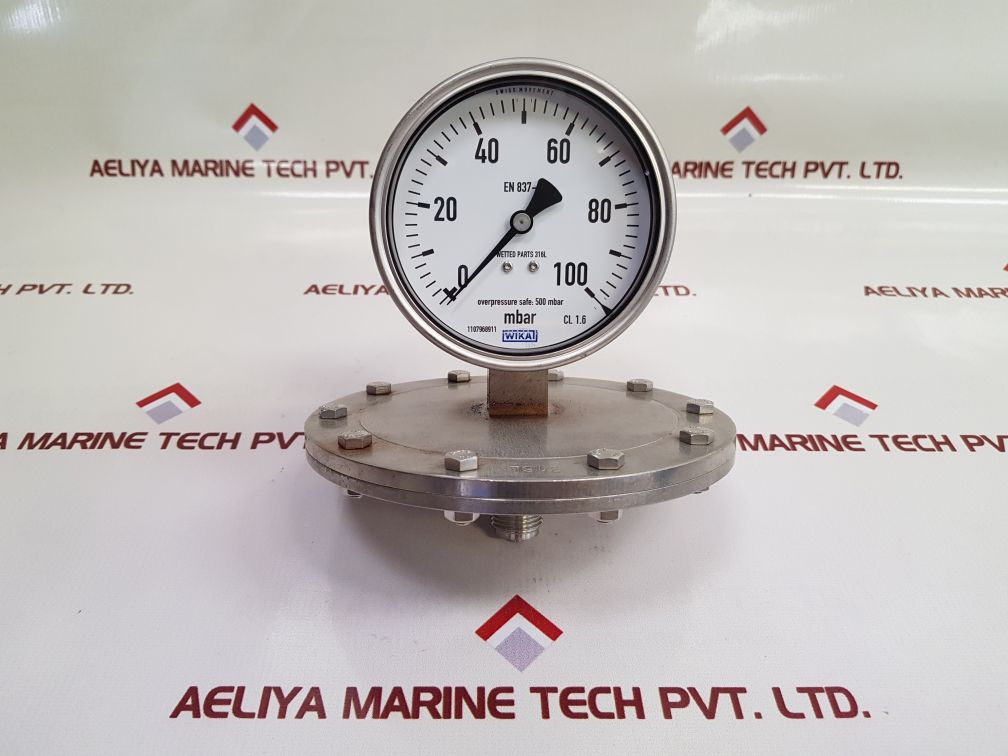 Wika En 837-3 Pressure Gauge 0 To 100 Mbar