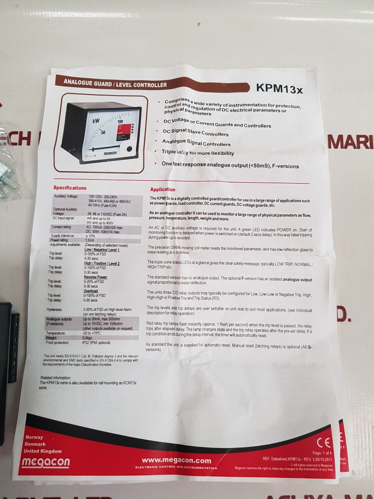 Megacon Kpm13M173E Analogue Guard/ Level Controller 0,25-0-2,5Mw