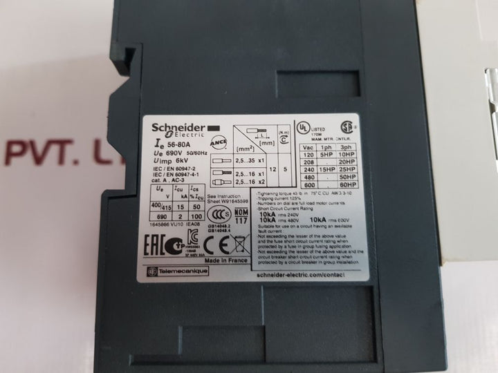 Schneider Electric Gv3Me80/56-80A Motor Circuit Breaker