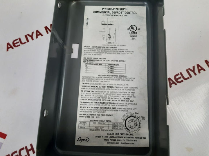 Supco S804520 Mechanical Defrost Timer