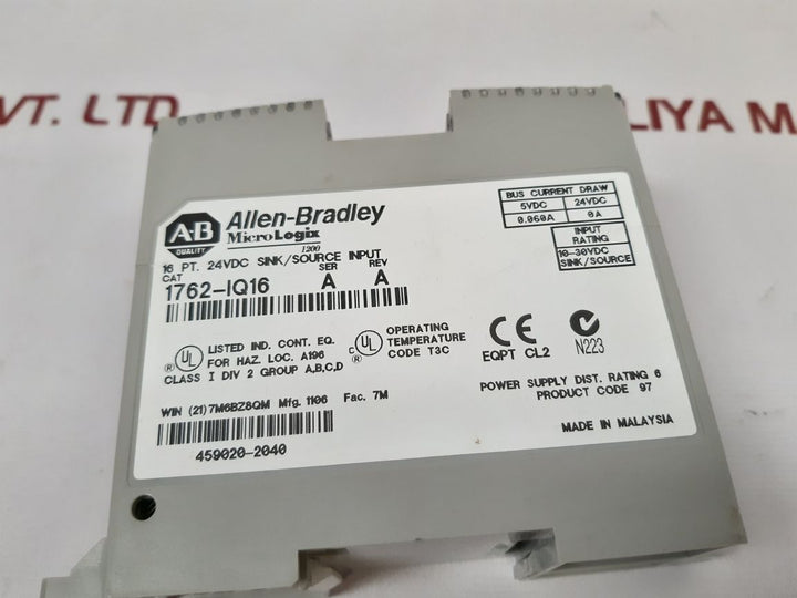 Allen-bradley 1762-iq16 Ser.A Input Module
