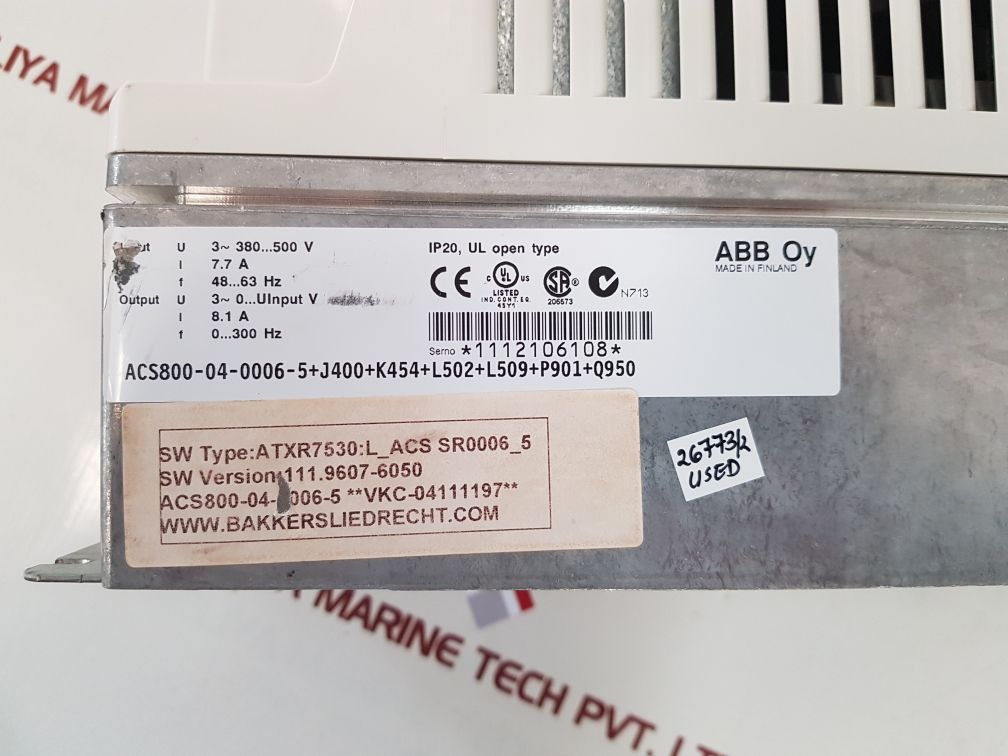 Abb acs800-04-0006-5+j400+ k454+l502+l509+p901+q950 