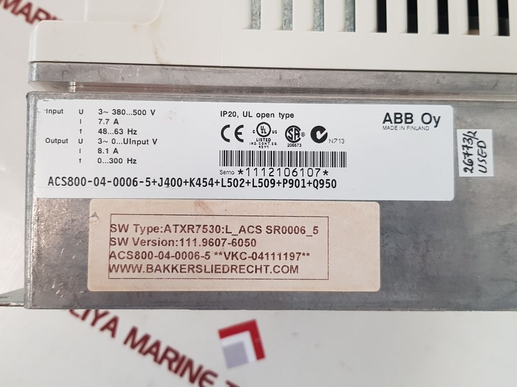 Abb acs800-04-0006-5+j400+ k454+l502+l509+p901+q950 
