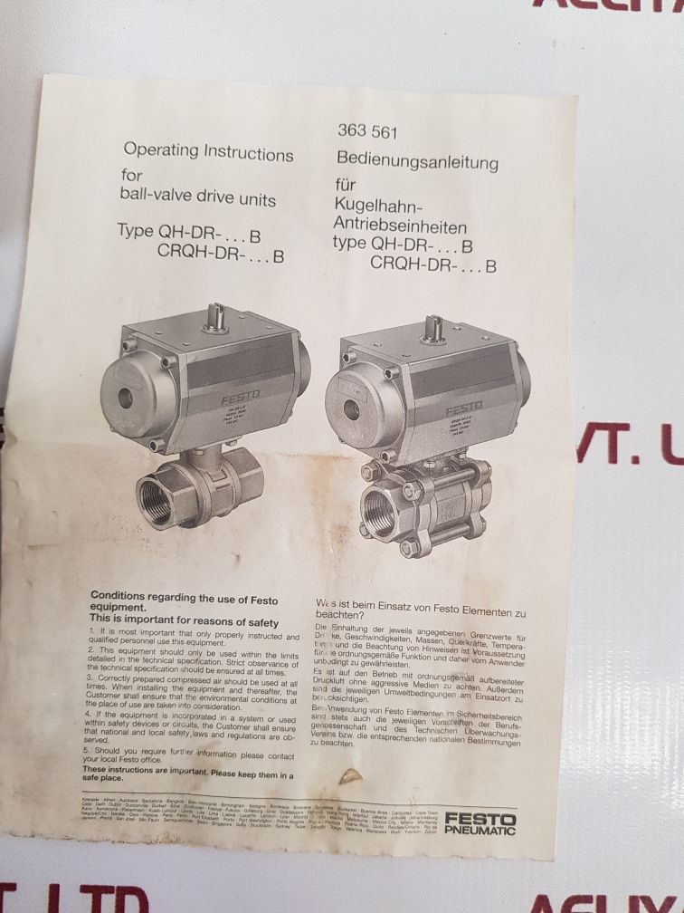 Festo Qh-dr-3/8B Ball-valve Drive Unit