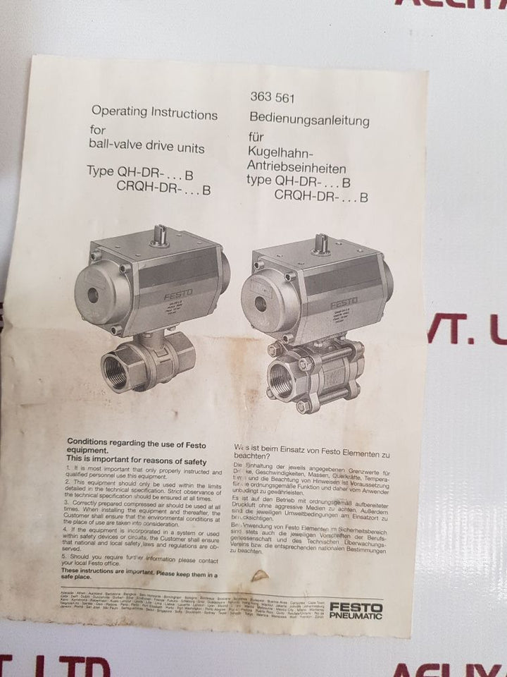 Festo Qh-dr-3/8B Ball-valve Drive Unit