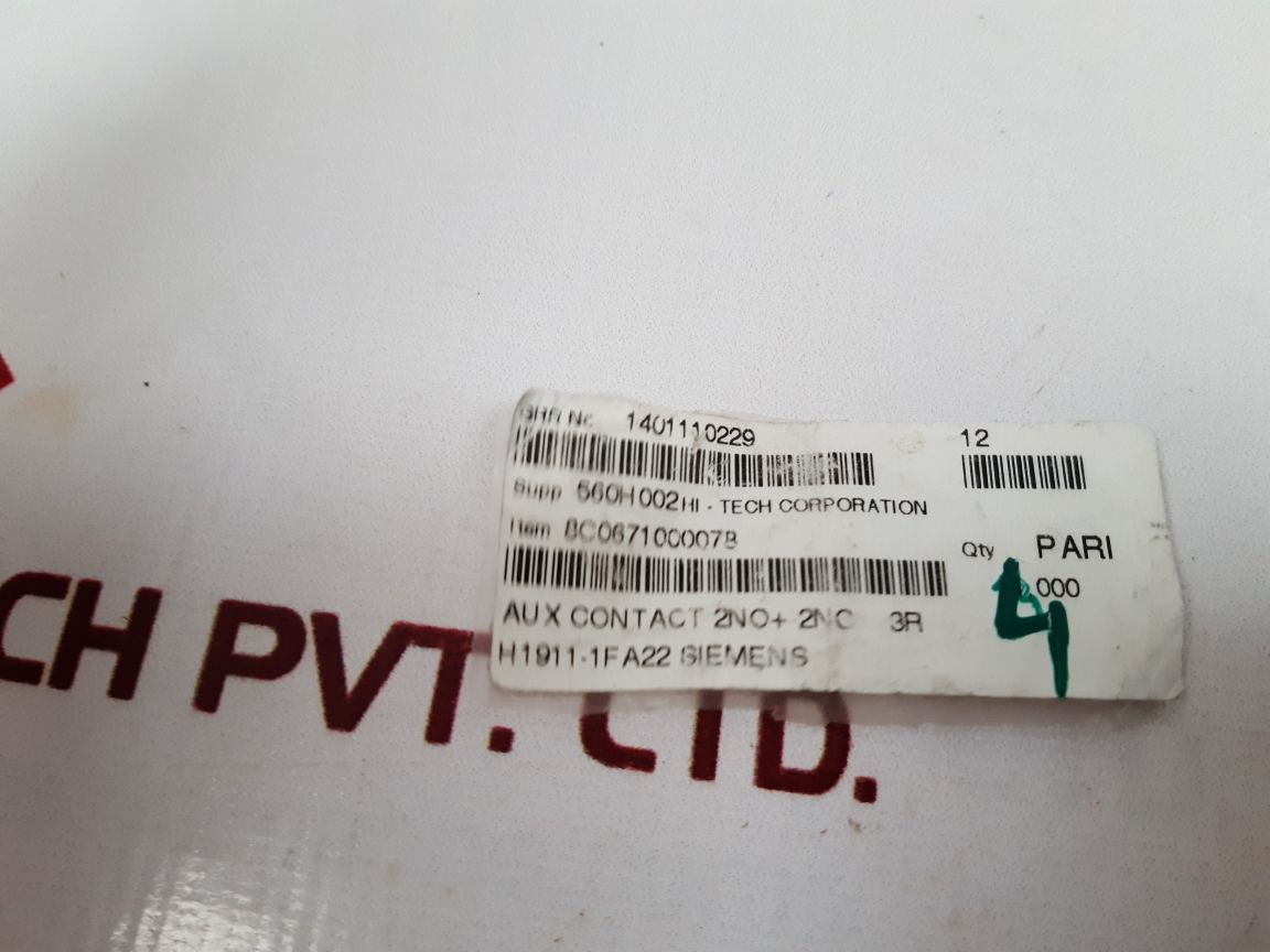 Siemens 3Rh1911-1Fa22 Auxiliary Switch Block
