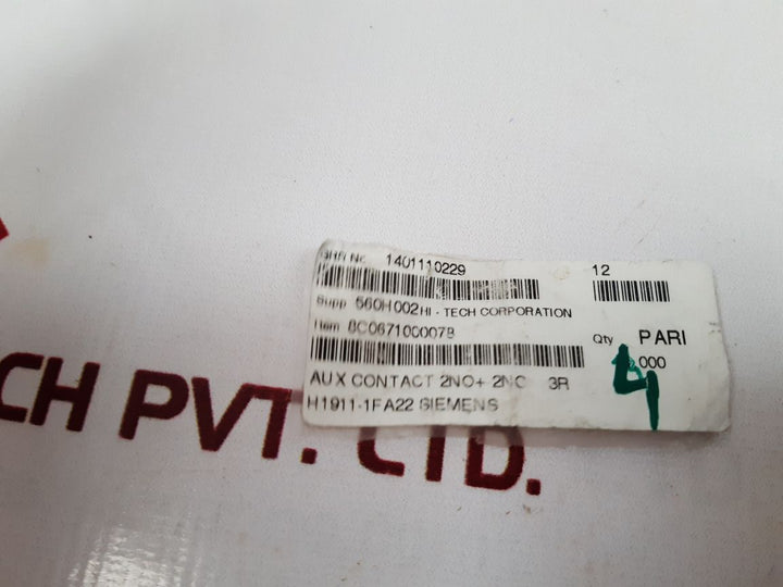 Siemens 3Rh1911-1Fa22 Auxiliary Switch Block
