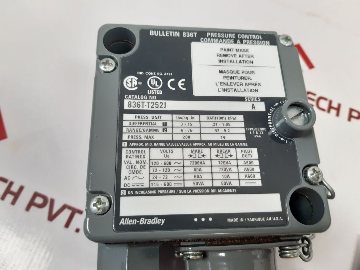 Allen-bradley 836T-t252J Bulletin 836T Pressure Control
