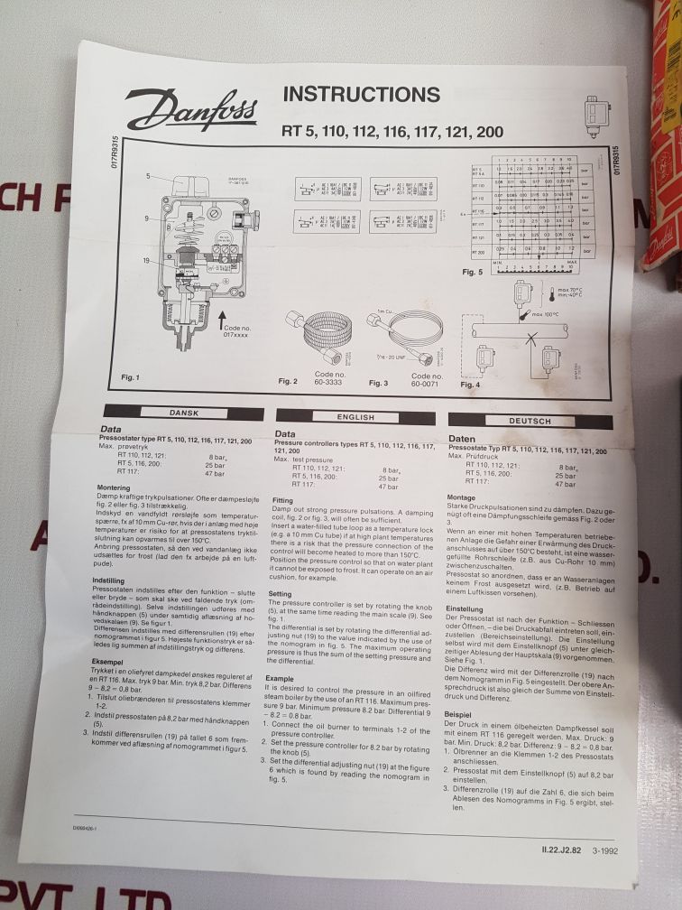 Danfoss 17-5200 Pressure Control
