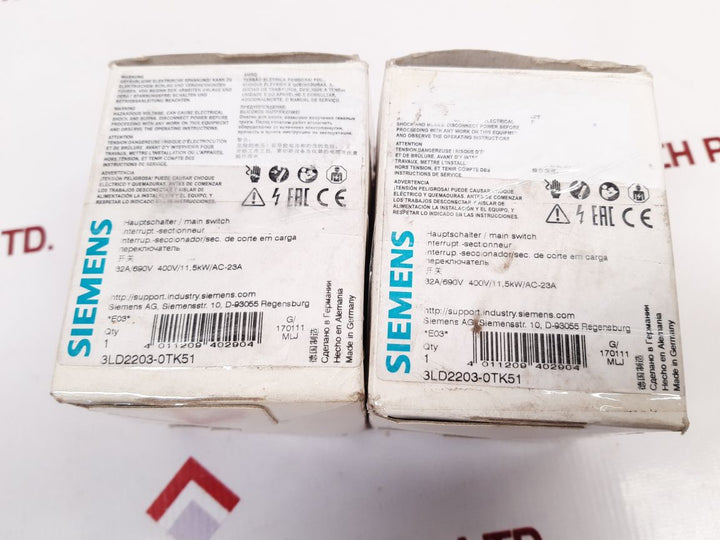 Siemens 3Ld2203-0Tk51 Main And Emergency Off Switch