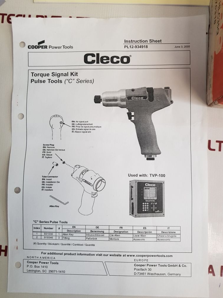 Cleco 11Pthlc35Q Torque Signal Kit Pulse Tools