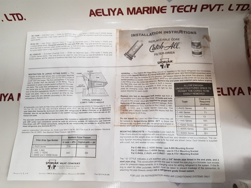 Sporlan Valve C-485-g T/C Filter-drier
