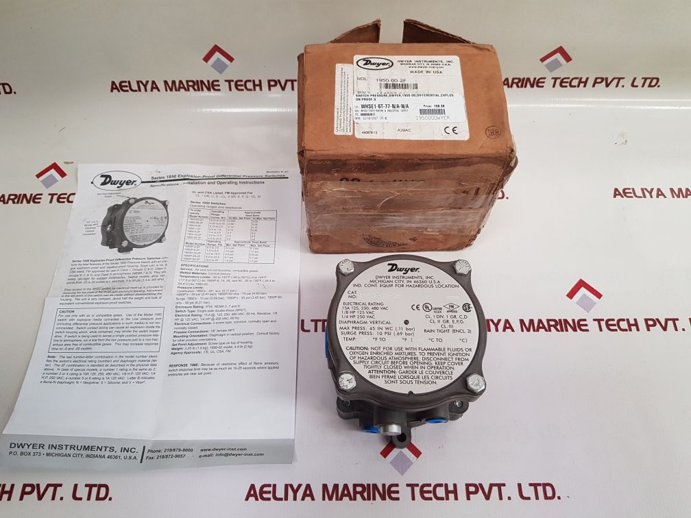 Dwyer 1950-00-2F Explosion-proof Differential Pressure Switch With Box
