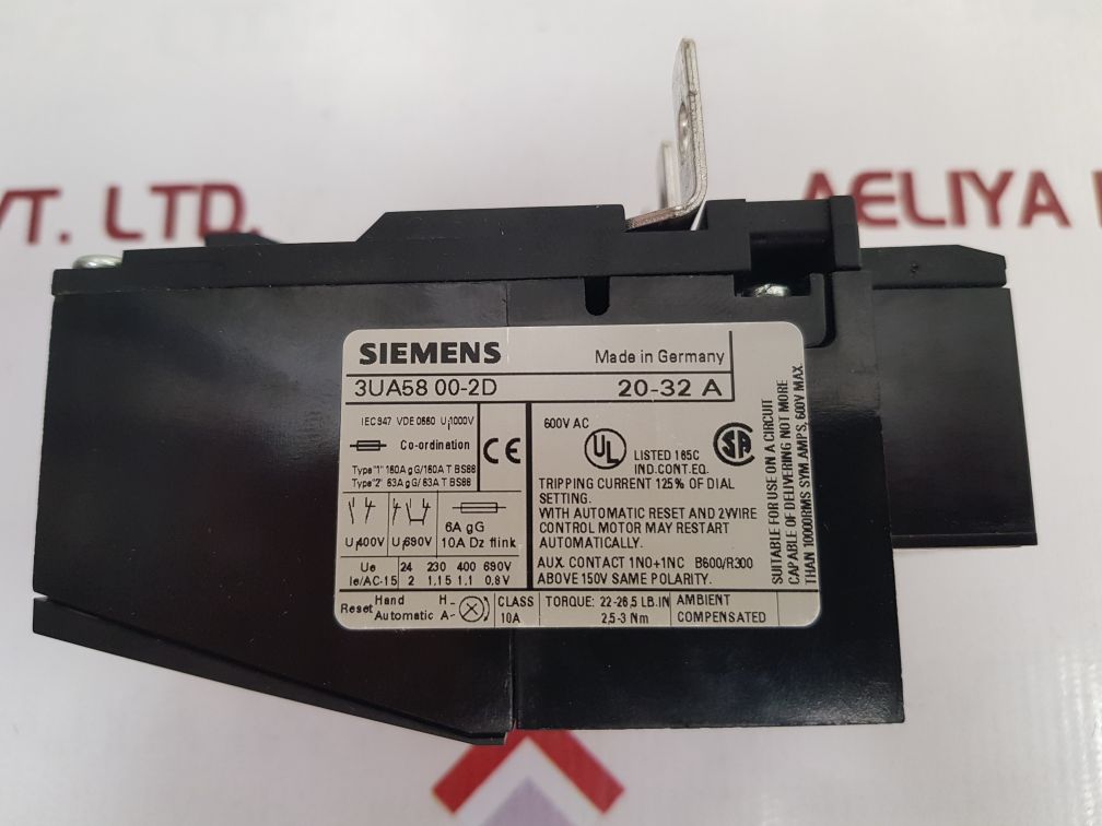 Siemens 3Ua58 00-2D Overload Relay