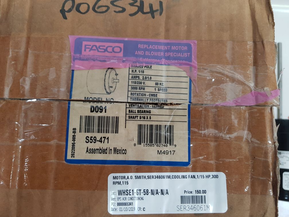 Fasco U21B Ventilation Motor 712112939