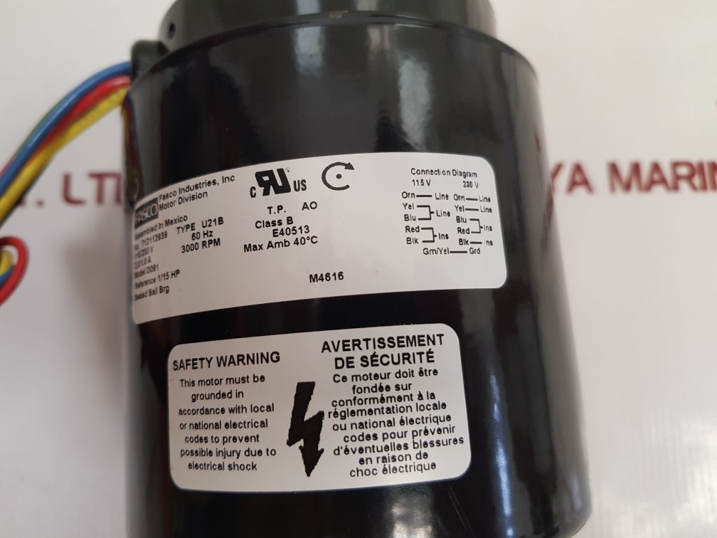 Fasco U21B Ventilation Motor 712112939