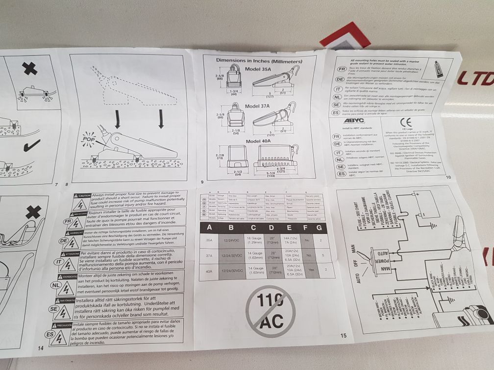 Rule 35A Float Switch 12-24-32 Vdc