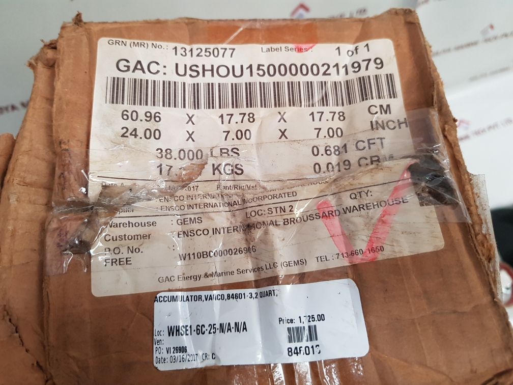 Parker A4L0116D345K Hydraulic Accumulator