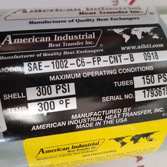 American Industrial Sae-1002-c6-fp-cnt-b 0918 Heat Exchanger