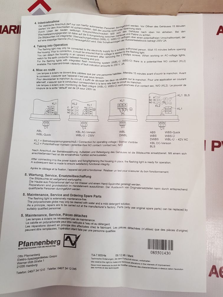Pfannenberg Wbs Flash Light new