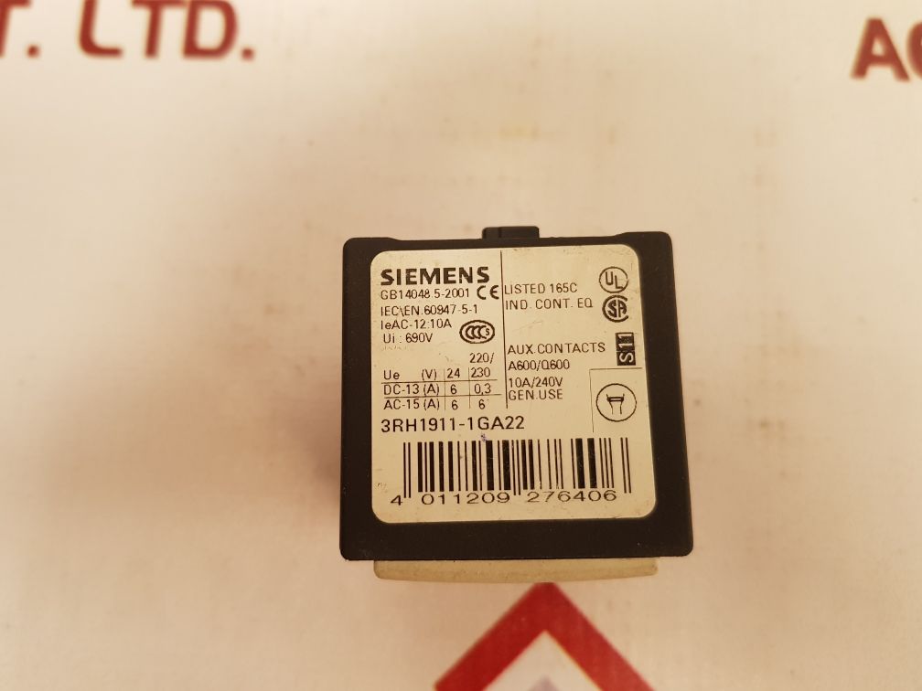 Siemens 3Rh1911-1Ga22 Auxiliary Switch Block