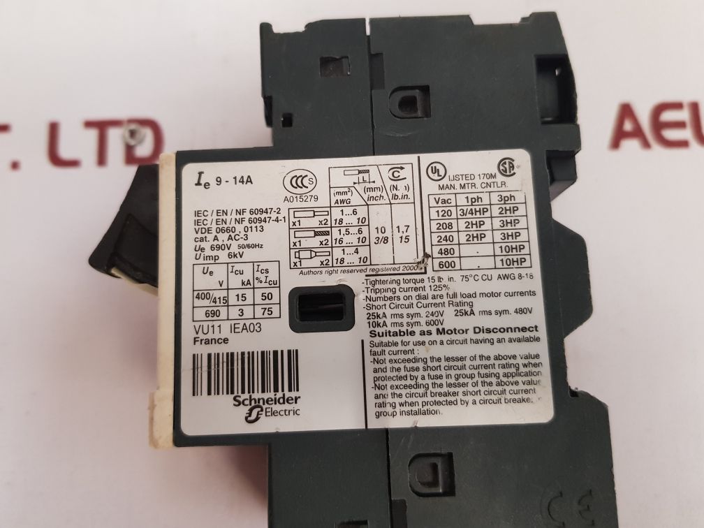 Telemecanique Gv2Me16/9-14A Thermal Magnetic Circuit