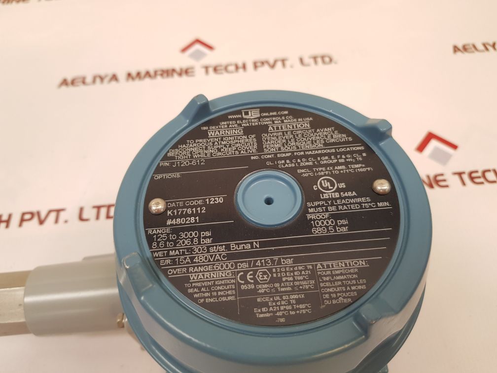 United Electric J120-612 Differential Pressure Switches 125 To 3000 8.6 To 206.8