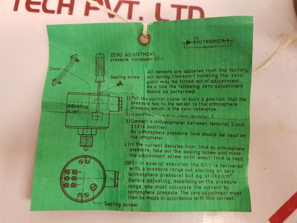 Autronica Gt-9/160 A Bar Pressure Transducer