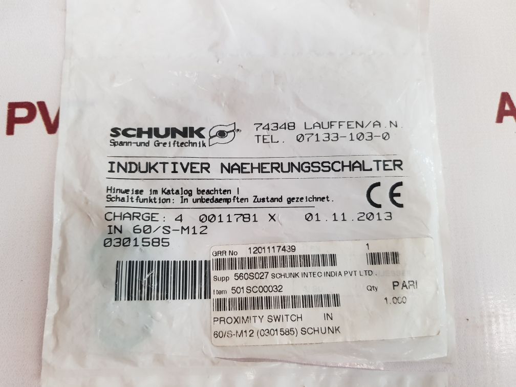 Schunk 0301585 Inductive Proximity Sensor