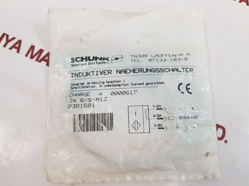 Schunk 0301581 Inductive Proximity Switch 8/S-m12