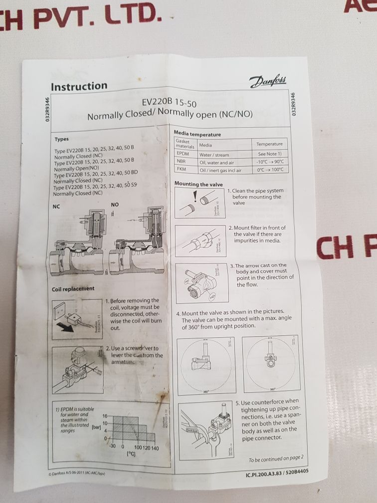 Danfoss ev220b solenoid valve 032u7121