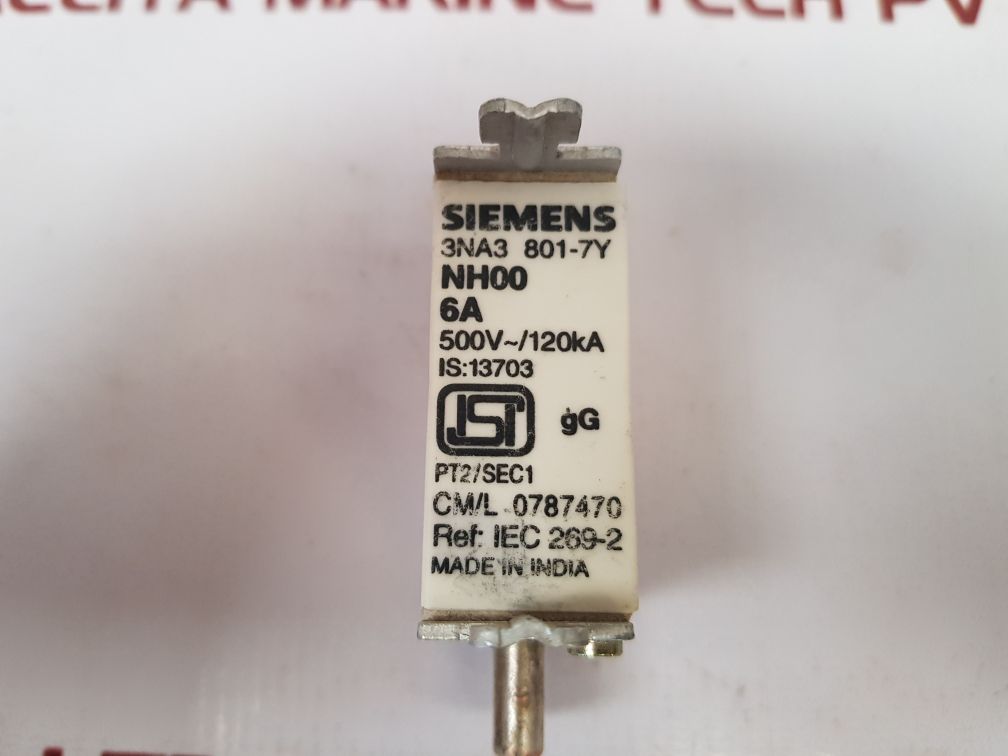Siemens 3Na3 801-7Y Fuse Nh00 6A