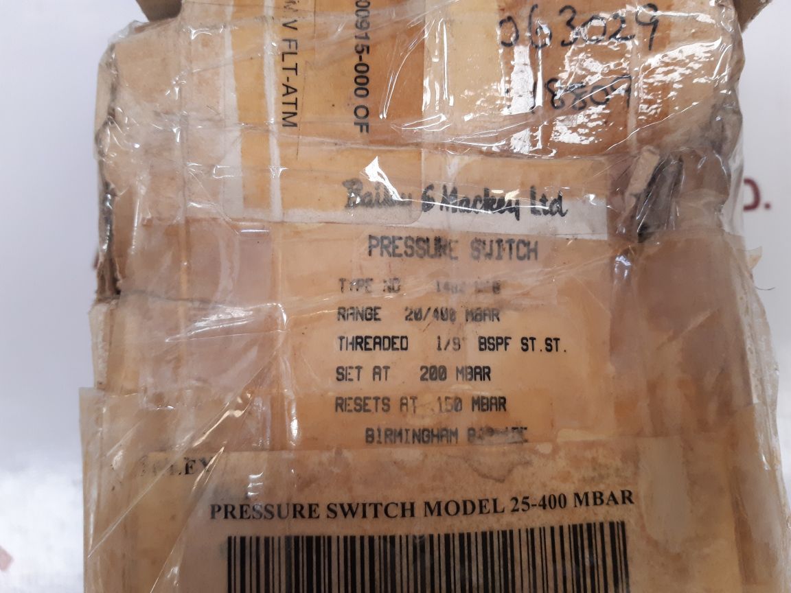 Bailey & mackey 1482v pressure switch new 