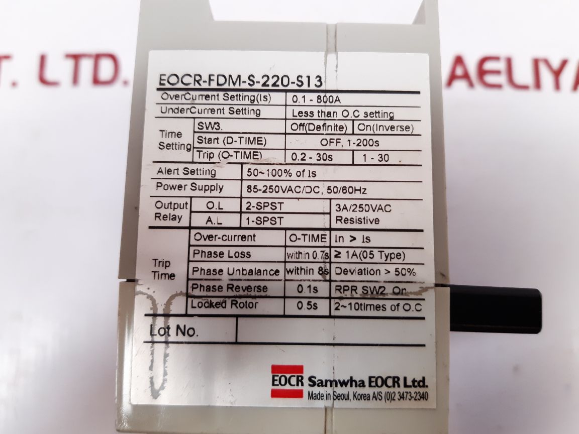 Eocr Samwha Eocr-fdm-s-220-s13 Power Converter Set 250V