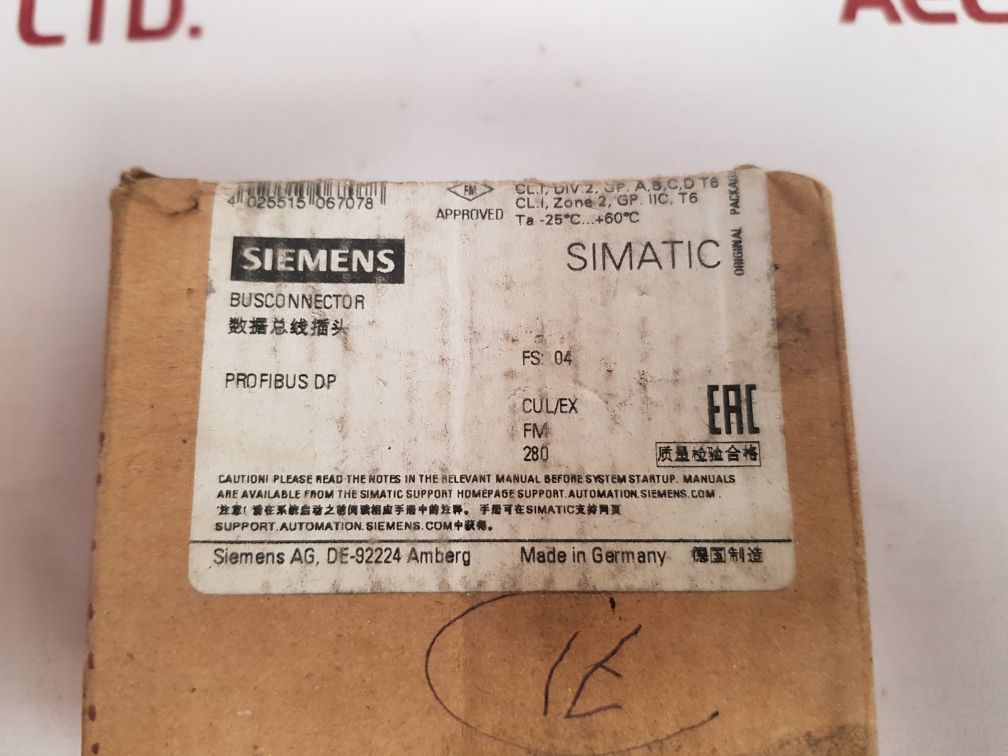Siemens 6Es7 972-0Ba12-0Xa0 Profibus Connector new