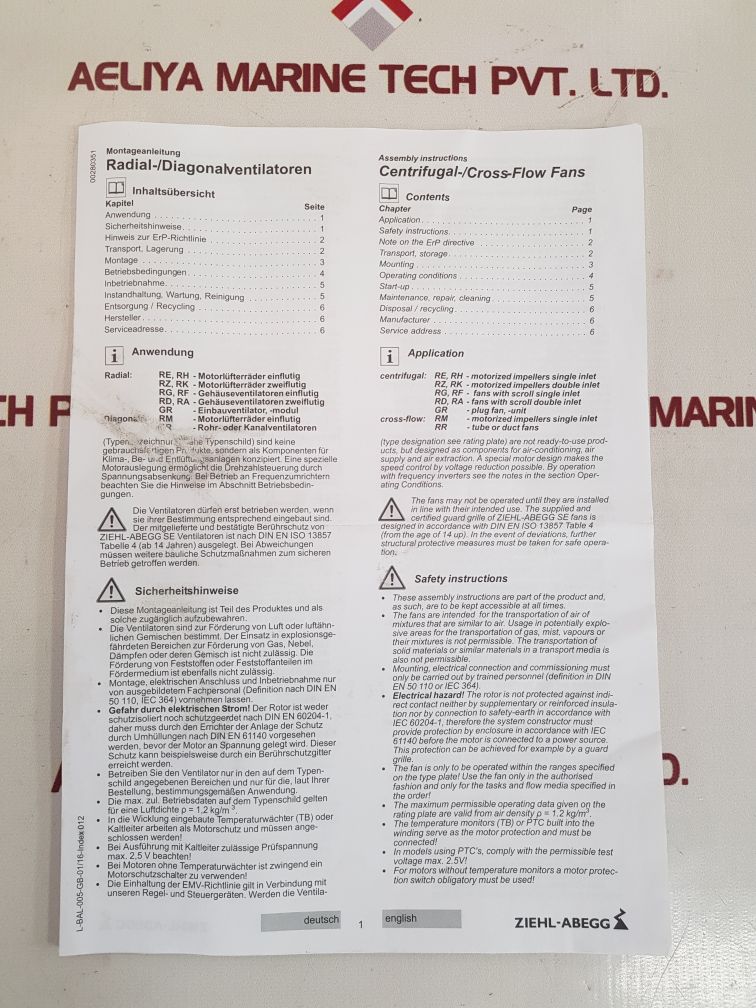 Ziehl-abegg rh35m-4ek.4f.1r centrifugal fan blower