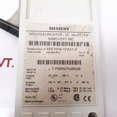 Siemens 6Se7016-1Ta51-z Dc Inverter Front Cover